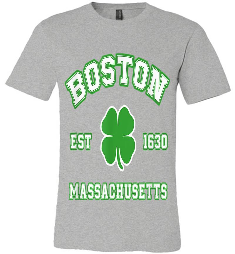 Inktee Store - Distressed St. Patricks Day Irish Boston Mass Premium T-Shirt Image