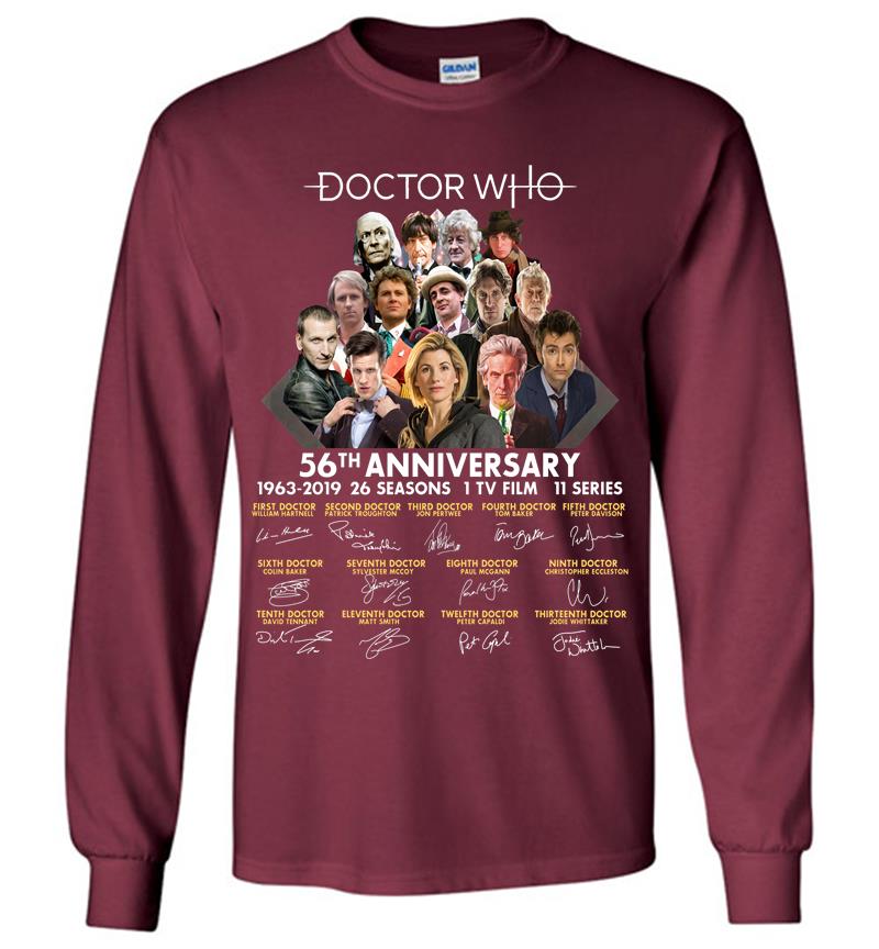 Inktee Store - Doctor Who 56Th Anniversary 1963-2019 26 Seasons 1 Tv Film 11 Series Signature Long Sleeve T-Shirt Image