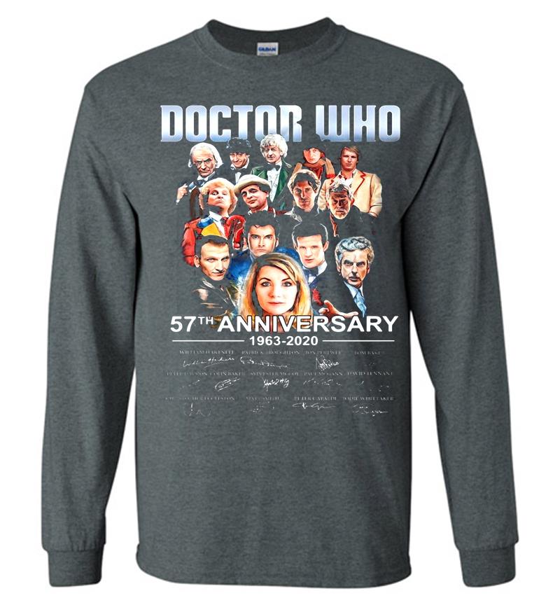 Inktee Store - Doctor Who 57Th Anniversary 1963-2020 Signature Long Sleeve T-Shirt Image
