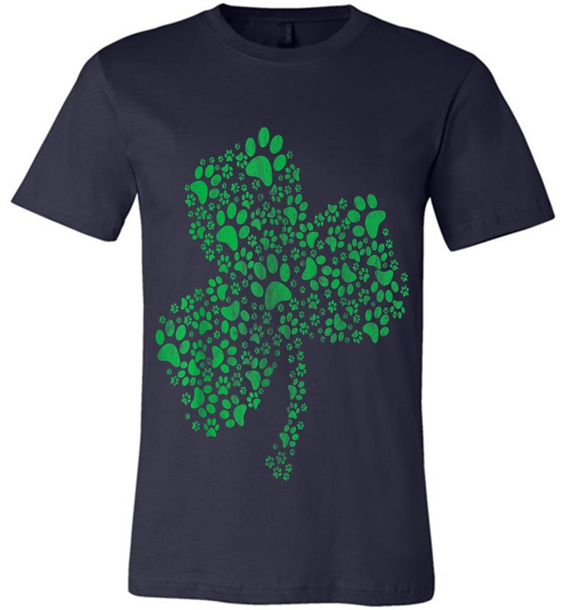 Inktee Store - Dog Paw Shamrock Shamrock Clover St Patricks Day Premium T-Shirt Image