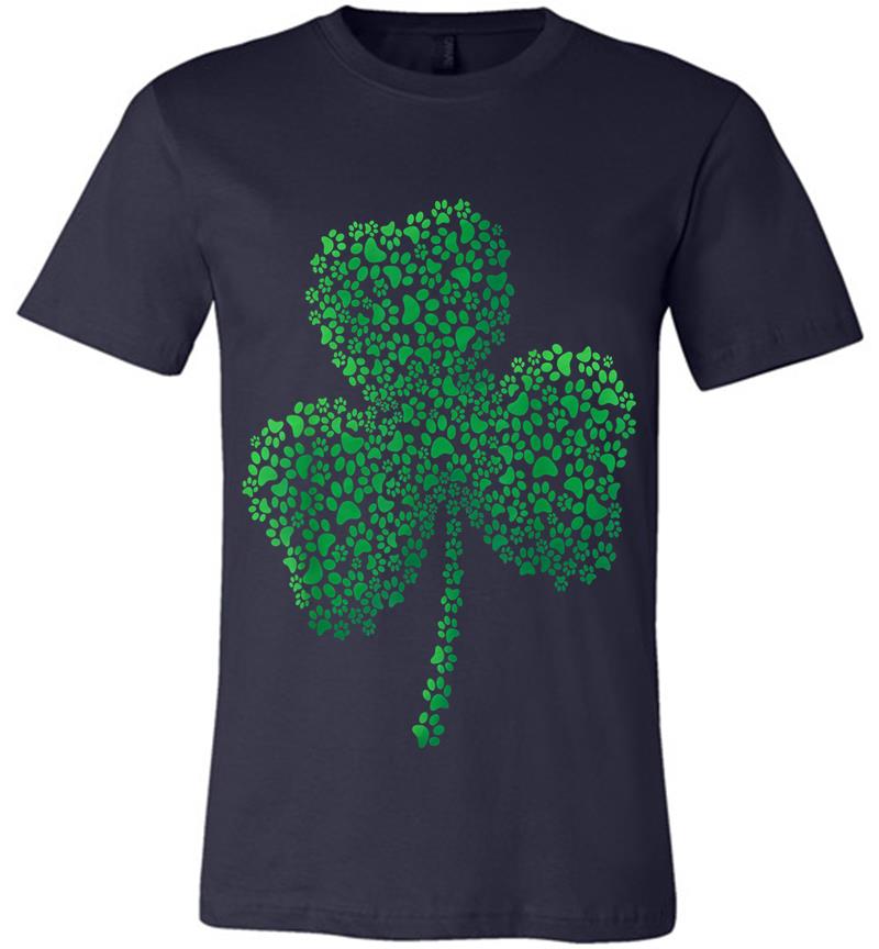 Inktee Store - Dog Paw Shamrock St Patricks Day Or Lucky Cat Print Premium T-Shirt Image