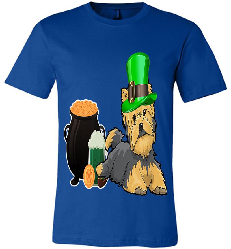 Inktee Store - Dog Yorkie St Patricks Day Dog Lover Yorkie Leprechaun Premium T-Shirt Image