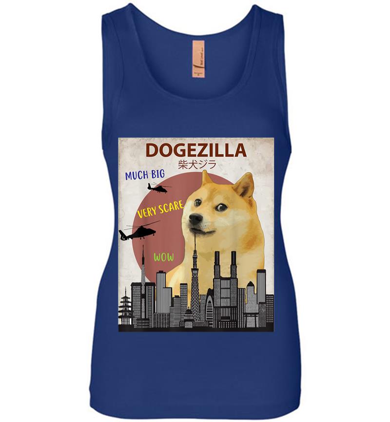 Inktee Store - Dogezilla Funny Doge Meme Shiba Inu Dog Women Jersey Tank Top Image