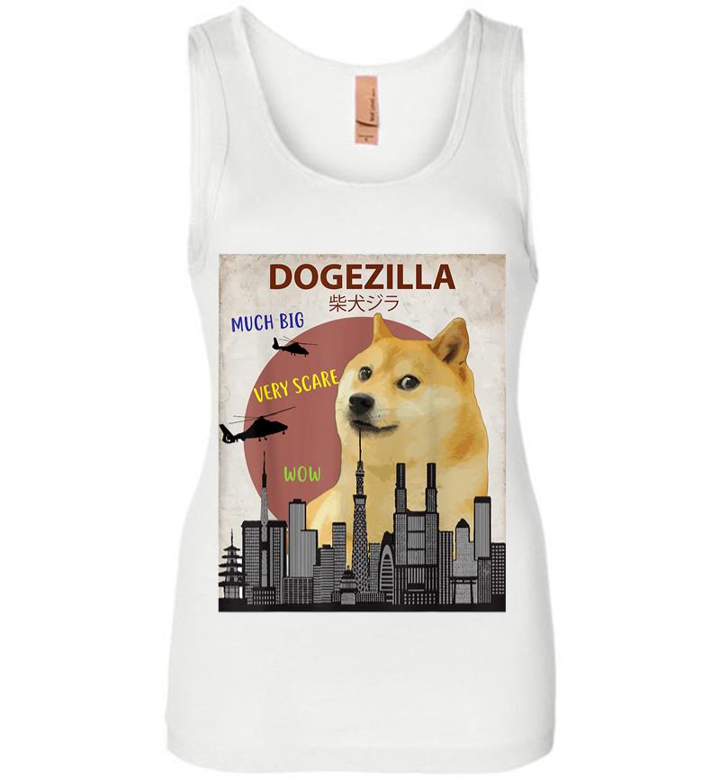 Inktee Store - Dogezilla Funny Doge Meme Shiba Inu Dog Women Jersey Tank Top Image