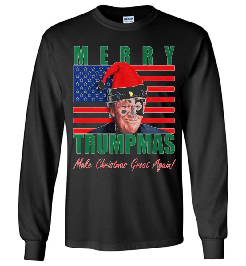 Donald Trump America Flag Merry Trumpmas Make Christmas Great Again Long Sleeve T-shirt