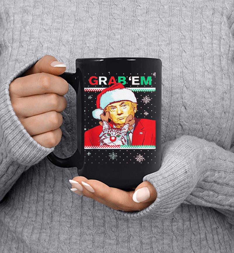 Donald Trump Santa And Lil Bub Grabem Christmas Mug