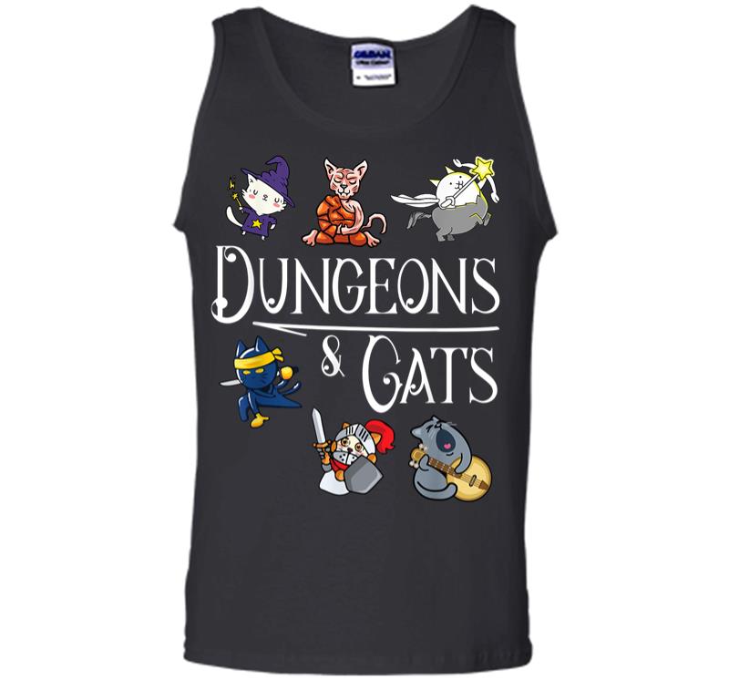 Dungeons And Cats Funny Dragon Cat Kitten Lover Kitty Gift Men Tank Top