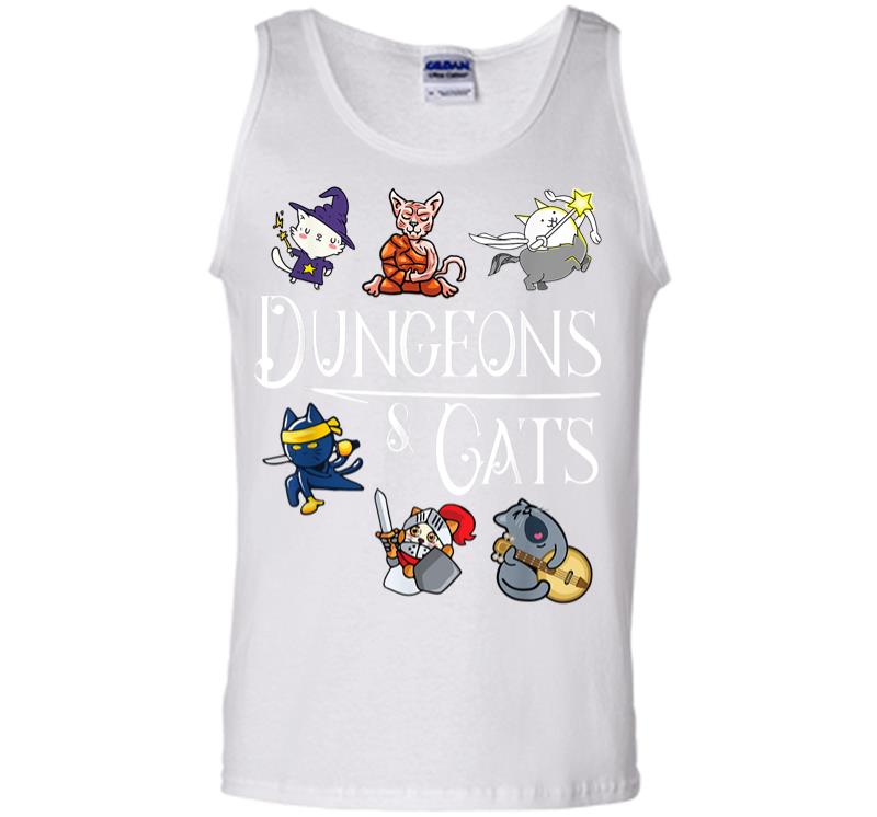 Inktee Store - Dungeons And Cats Funny Dragon Cat Kitten Lover Kitty Gift Men Tank Top Image