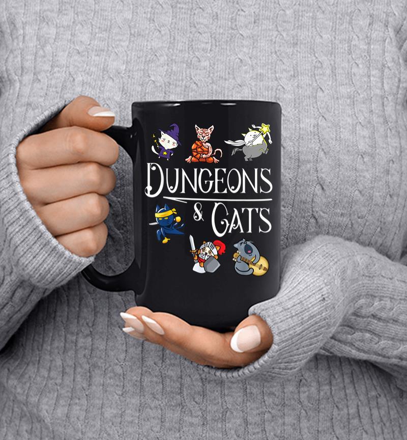 Dungeons And Cats Funny Dragon Cat Kitten Lover Kitty Gift Mug