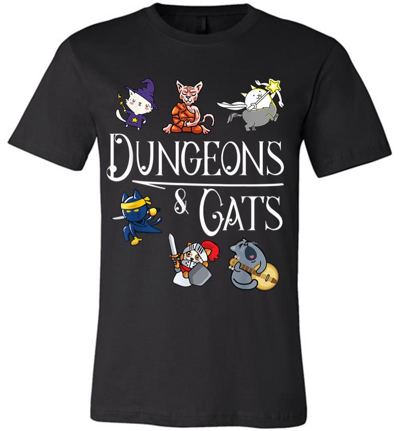 Dungeons And Cats Funny Dragon Cat Kitten Lover Kitty Gift Premium T-shirt