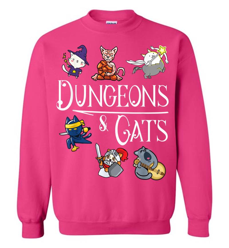 Inktee Store - Dungeons And Cats Funny Dragon Cat Kitten Lover Kitty Gift Sweatshirt Image