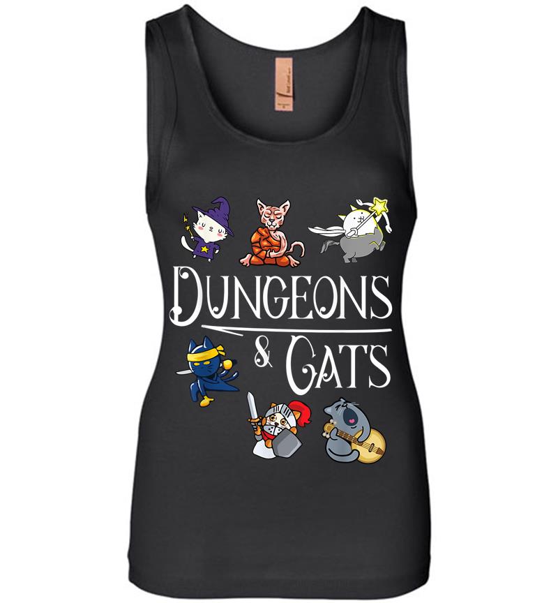 Dungeons And Cats Funny Dragon Cat Kitten Lover Kitty Gift Women Jersey Tank Top