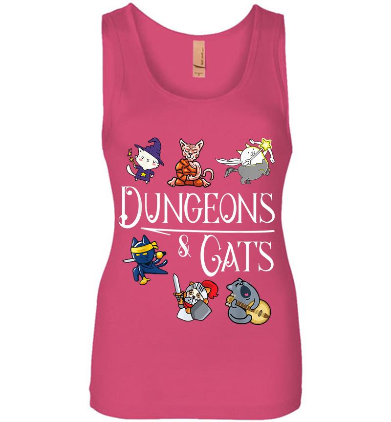 Inktee Store - Dungeons And Cats Funny Dragon Cat Kitten Lover Kitty Gift Women Jersey Tank Top Image