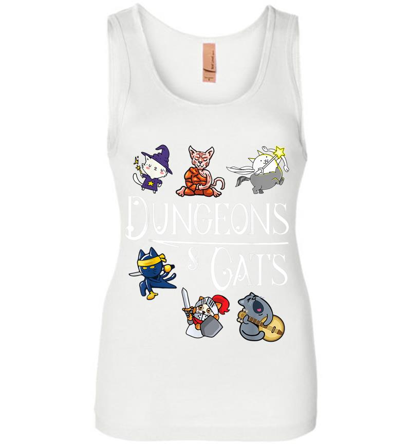 Inktee Store - Dungeons And Cats Funny Dragon Cat Kitten Lover Kitty Gift Women Jersey Tank Top Image