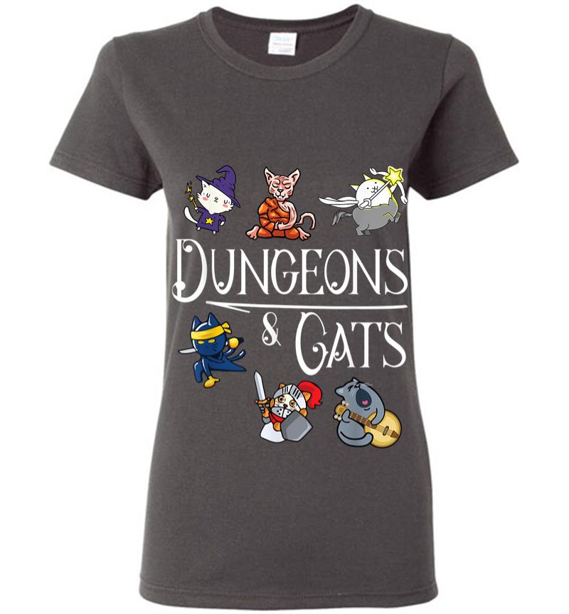 Inktee Store - Dungeons And Cats Funny Dragon Cat Kitten Lover Kitty Gift Women T-Shirt Image