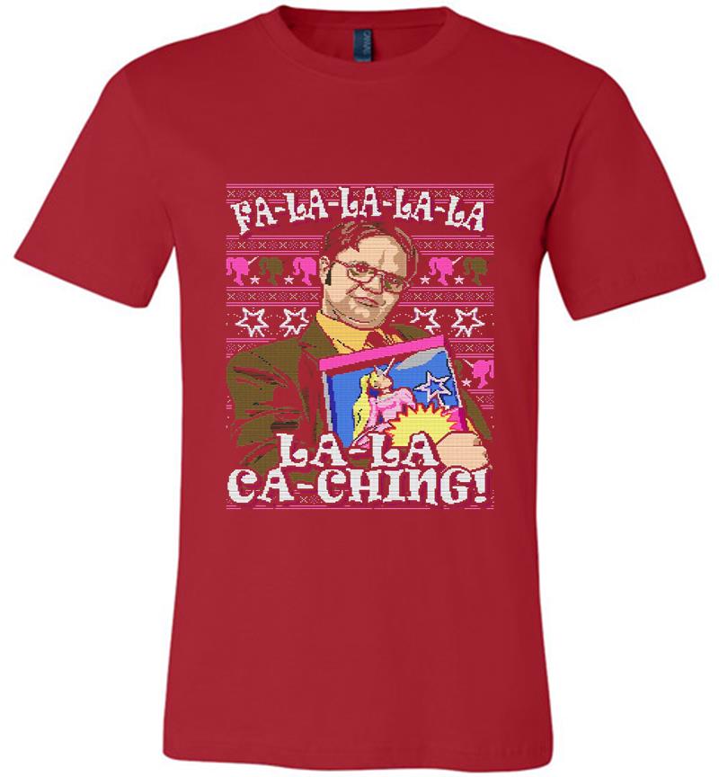 Inktee Store - Dwight Schrute Fa-La-La-La-La La-La Ca-Ching Premium T-Shirt Image