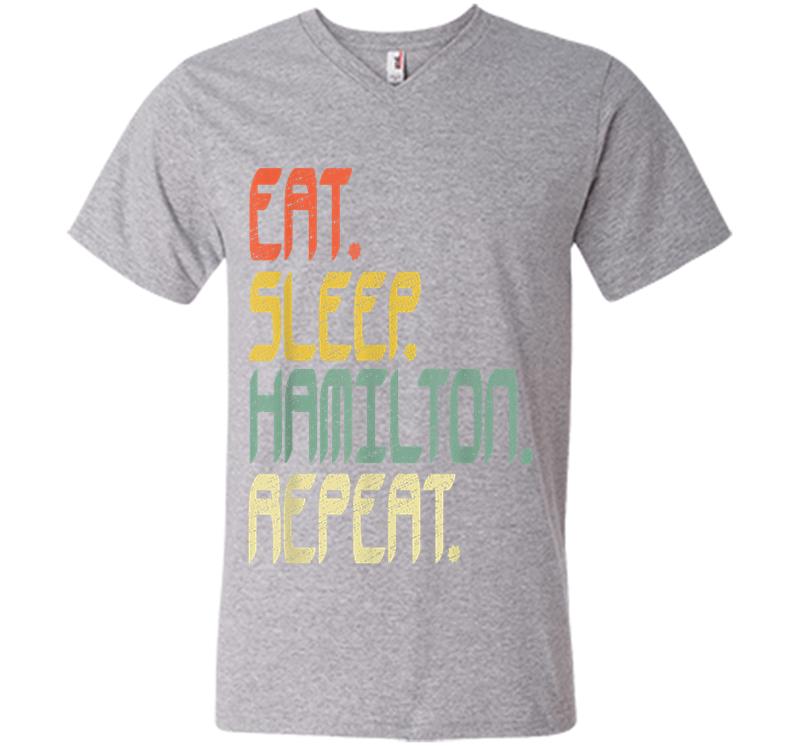 Inktee Store - Eat Sleep Hamilton Repeat . Hamilton Idea V-Neck T-Shirt Image