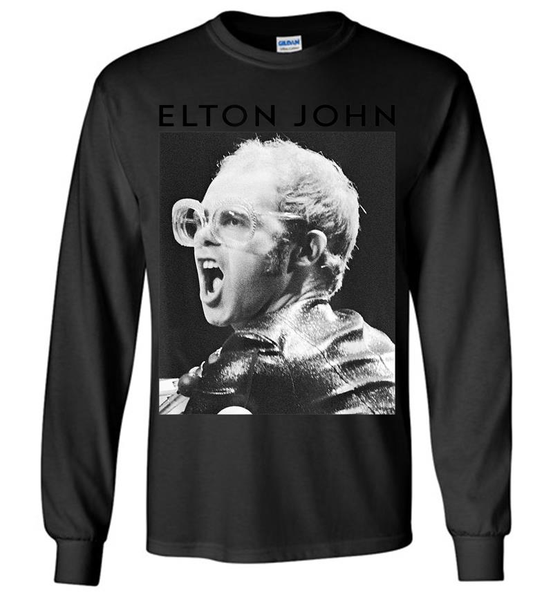 Elton John Official Black & White Photo Long Sleeve T-shirt