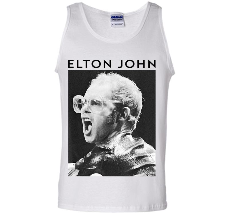Inktee Store - Elton John Official Black &Amp; White Photo Mens Tank Top Image