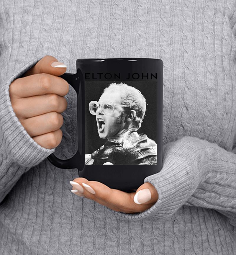 Elton John Official Black & White Photo Mug