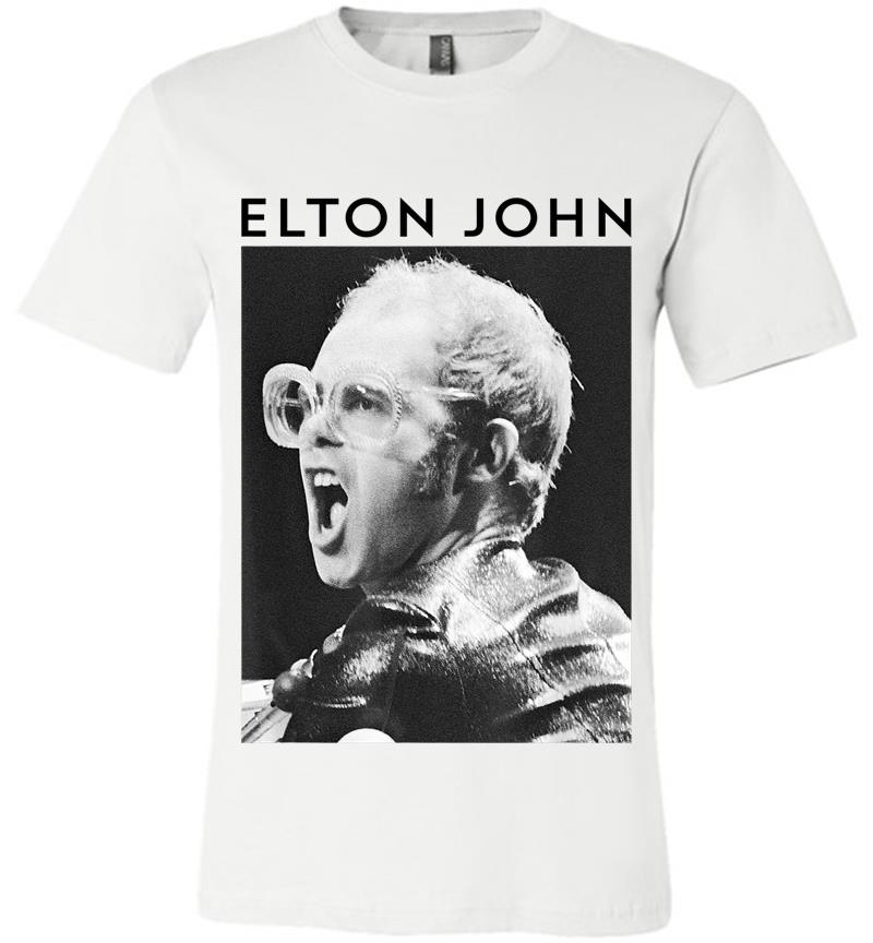 Inktee Store - Elton John Official Black &Amp; White Photo Premium T-Shirt Image