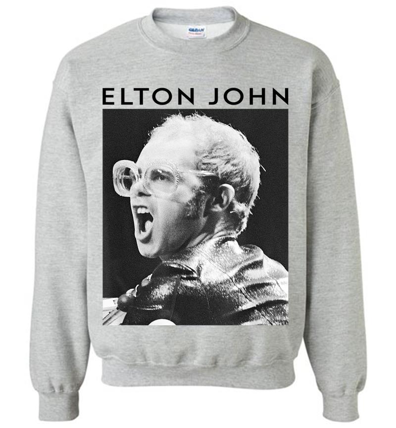 Inktee Store - Elton John Official Black &Amp; White Photo Sweatshirt Image