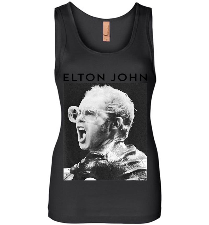 Elton John Official Black &Amp; White Photo Womens Jersey Tank Top
