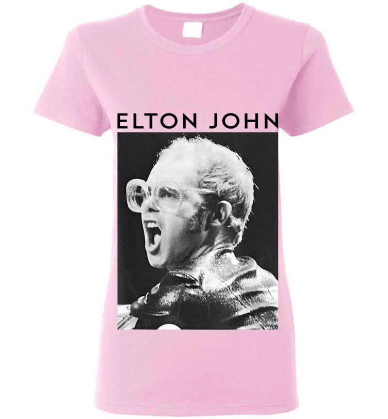 Inktee Store - Elton John Official Black &Amp; White Photo Womens T-Shirt Image
