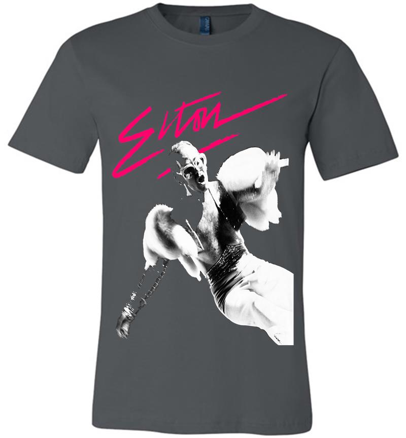 Elton John Official Pink Brush Photo Premium Premium T-shirt