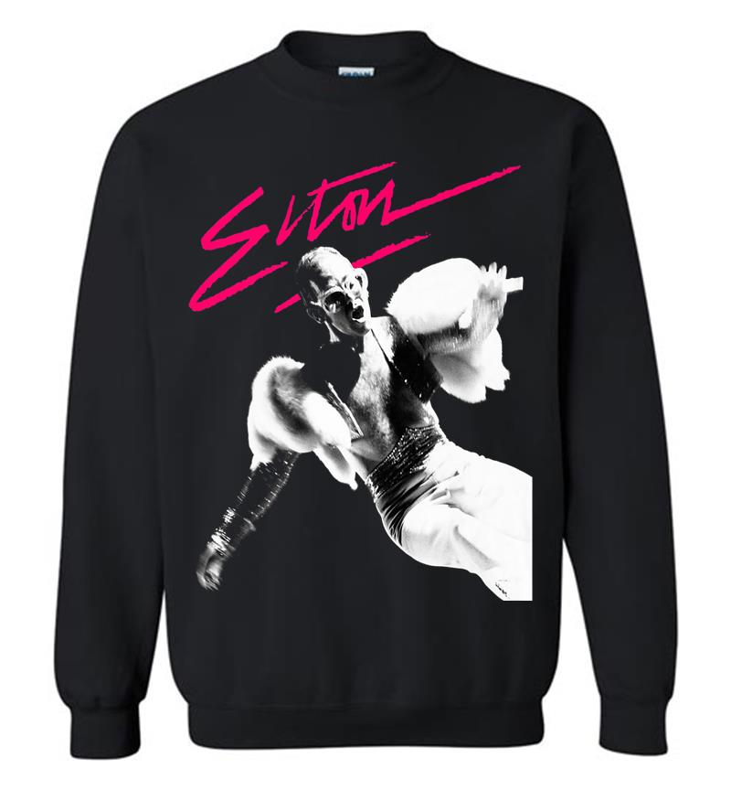 Elton John Official Pink Brush Photo Premium Sweatshirt
