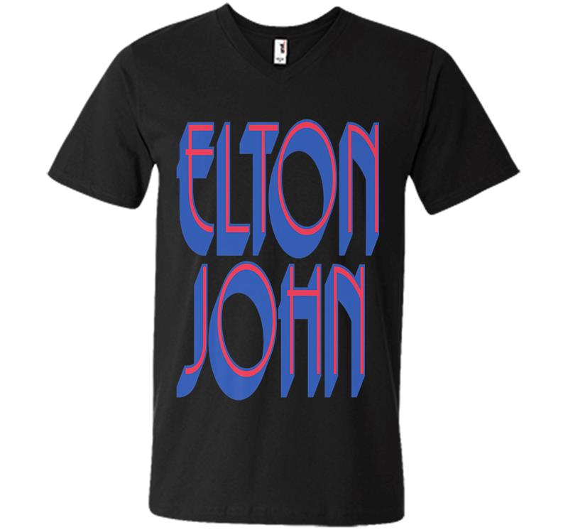 Elton John Official Text Logo Premium V-neck T-shirt