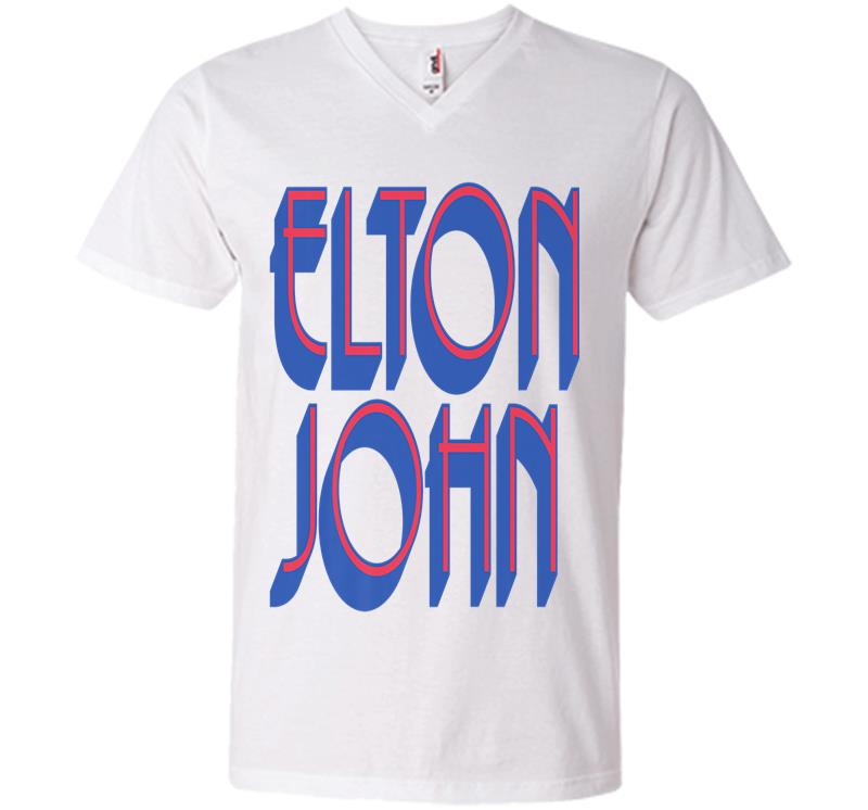 Inktee Store - Elton John Official Text Logo Premium V-Neck T-Shirt Image
