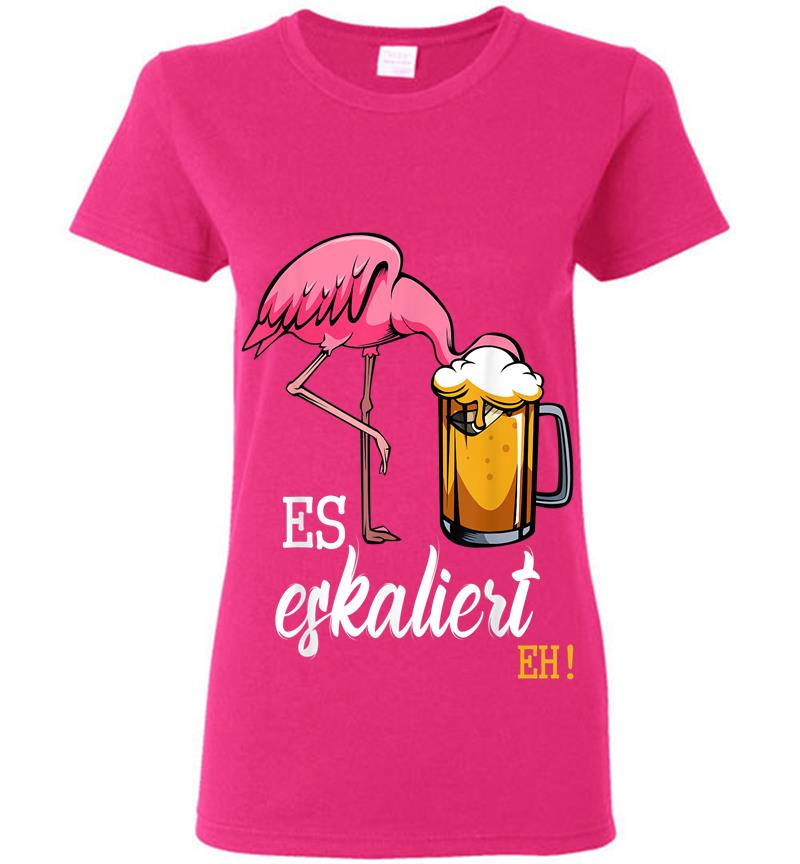 Inktee Store - Es Eskaliert Eh Flamingo Bier Disko Festival Party Lustig Womens T-Shirt Image