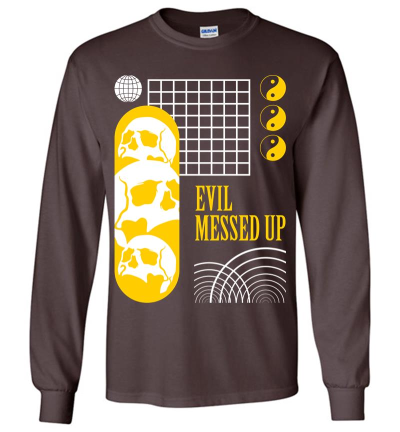 Inktee Store - Evil Messed Up Long Sleeve T-Shirt Image