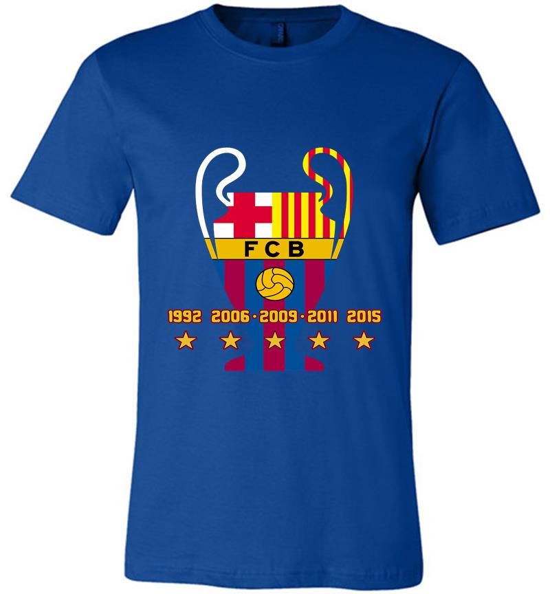 Inktee Store - F.c. Barcelona 5Th Champions League Star Premium T-Shirt Image