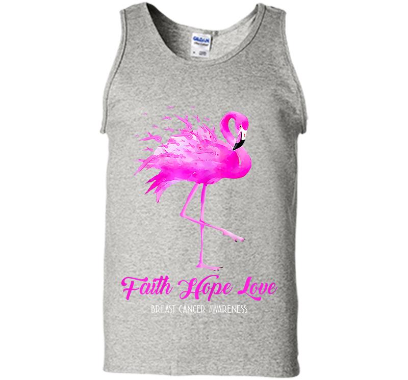 Faith Hope Love Pink Flamingo Ribbon Breast Cancer Awareness Mens Tank Top