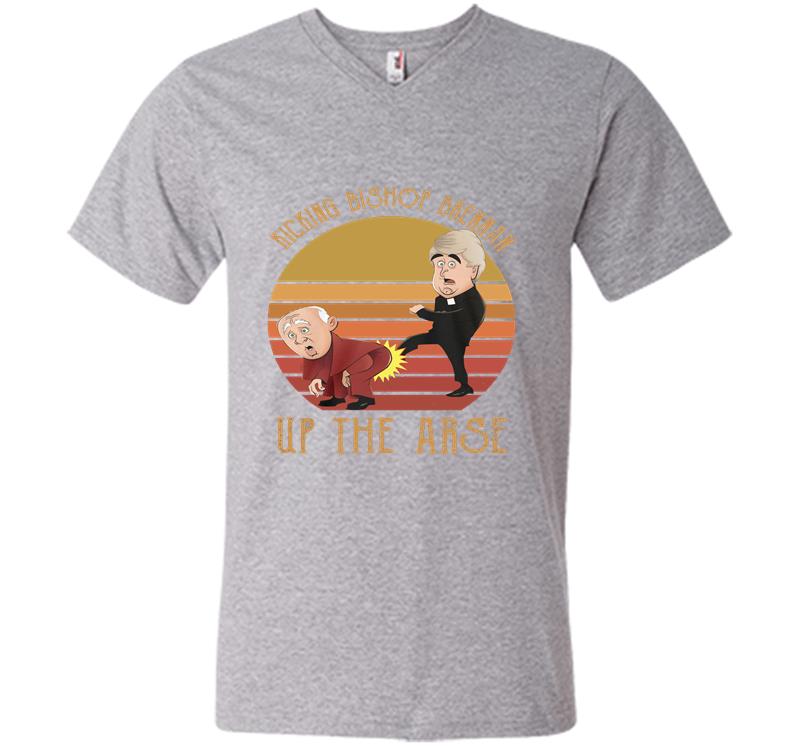 Inktee Store - Father Ted Kicking Bishop Brennan Up The Arse Vintage V-Neck T-Shirt Image
