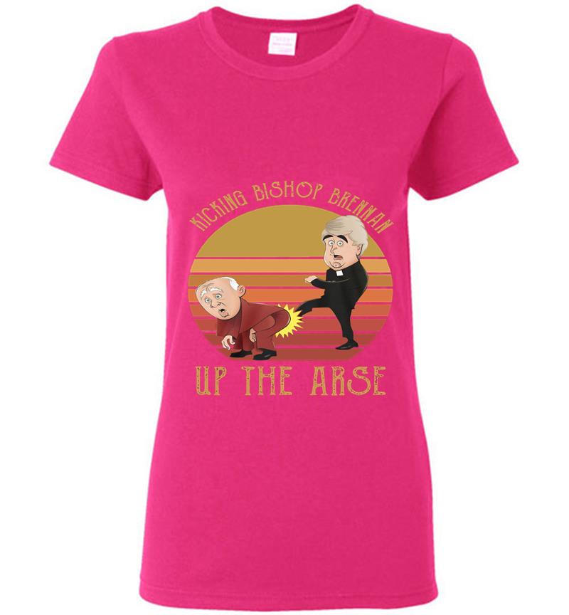 Inktee Store - Father Ted Kicking Bishop Brennan Up The Arse Vintage Womens T-Shirt Image