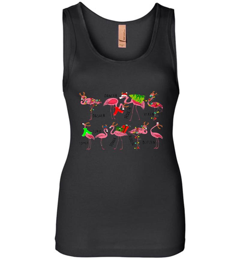 Flamingo Merry Christmas Womens Jersey Tank Top