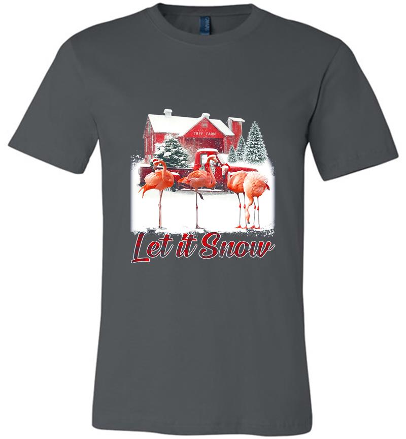 Flamingos Let It Snow Christmas Premium T-shirt