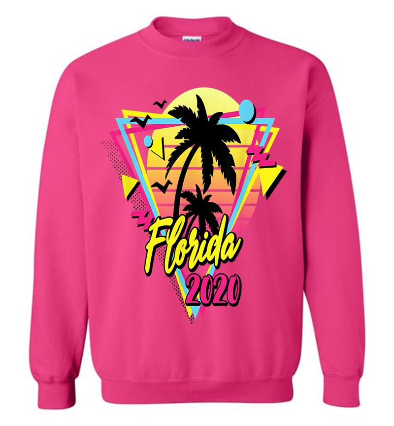 Inktee Store - Florida 2020 Retro Vacations Beach 80S 70S Palm Tree Sunset Sweatshirt Image