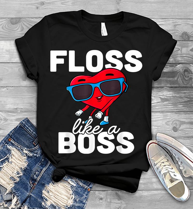 Floss Like A Boss Valentines Day Boy Valentine Boys Flossing Mens T-Shirt