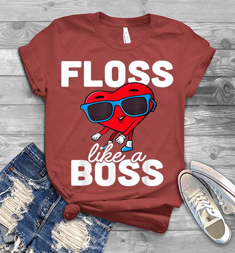 Inktee Store - Floss Like A Boss Valentines Day Boy Valentine Boys Flossing Mens T-Shirt Image