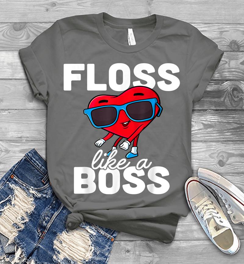 Inktee Store - Floss Like A Boss Valentines Day Boy Valentine Boys Flossing Mens T-Shirt Image