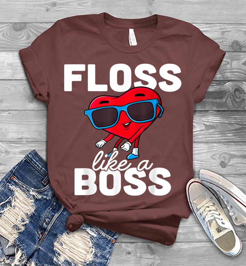 Inktee Store - Floss Like A Boss Valentines Day Boy Valentine Boys Flossing Mens T-Shirt Image