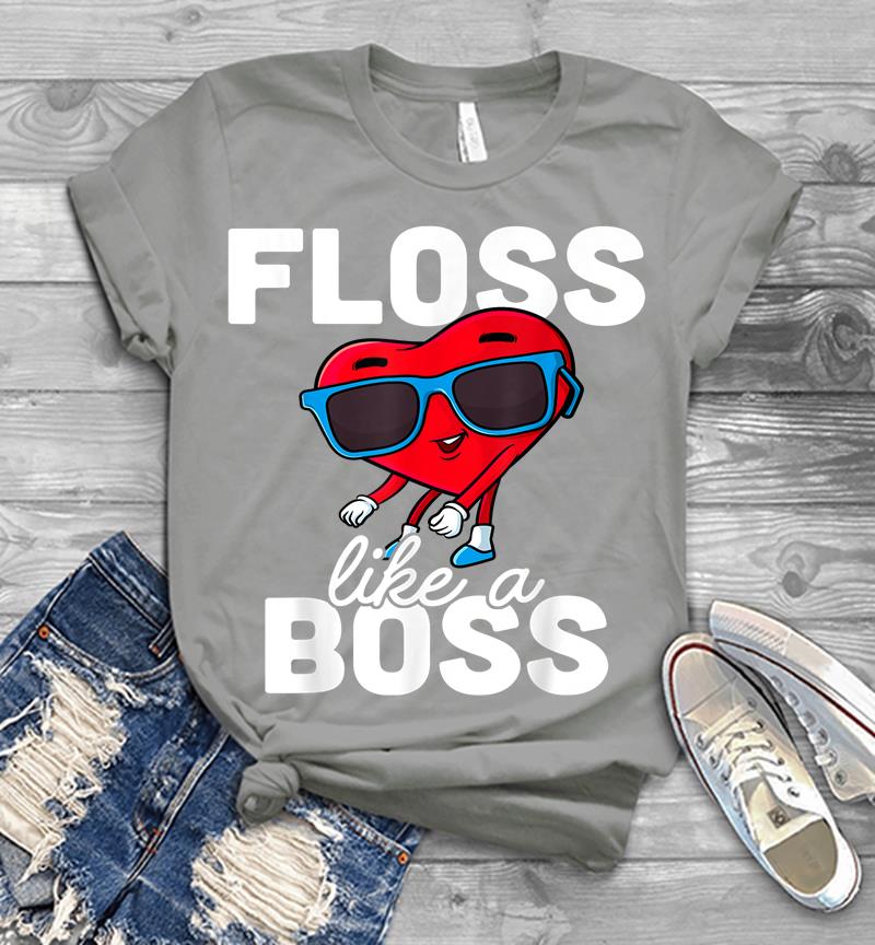 Inktee Store - Floss Like A Boss Valentines Day Boy Valentine Boys Flossing Mens T-Shirt Image