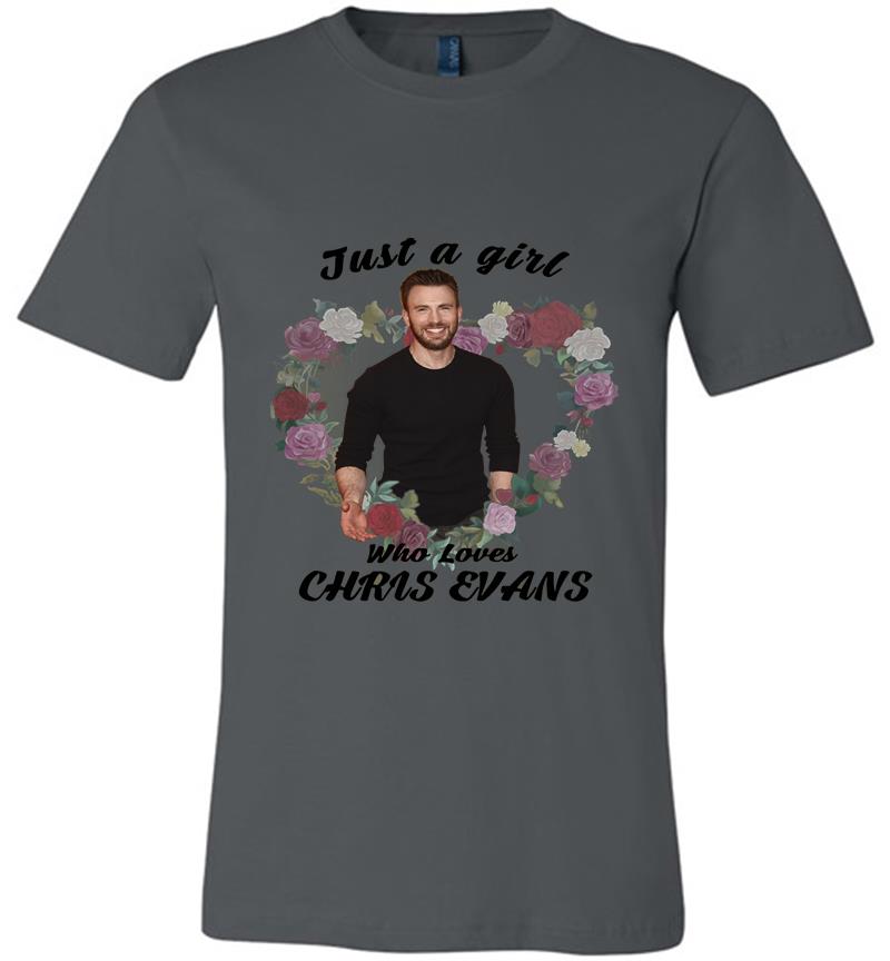 Flowers Heart Just a girl who loves Chris Evans Premium T-shirt