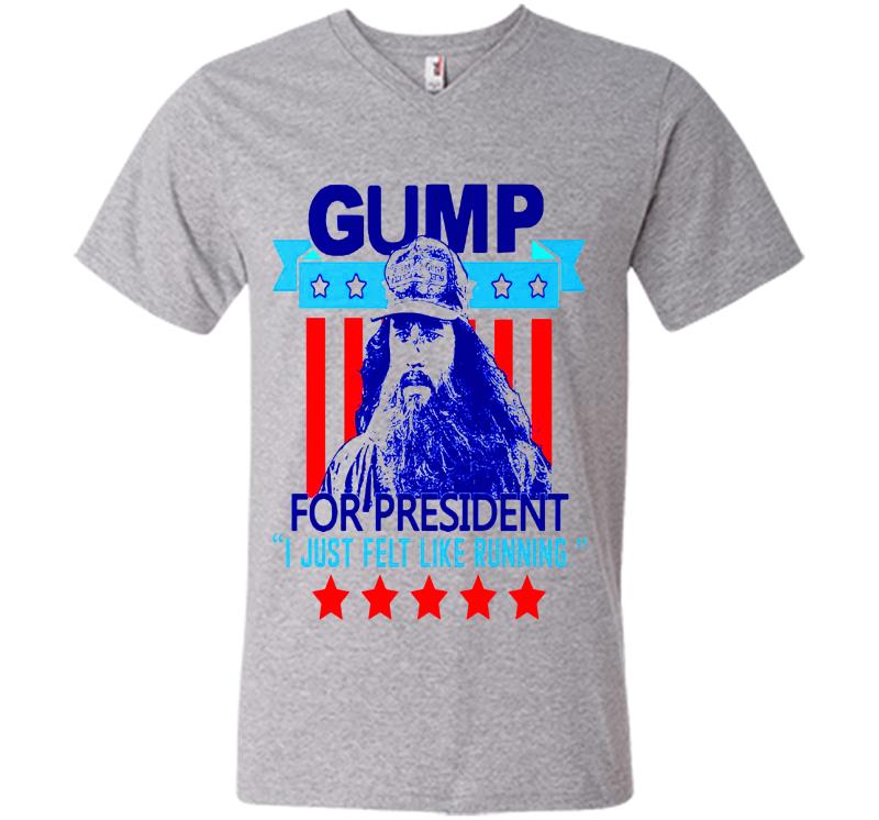 Inktee Store - Forrest Gump For President I Hust Felt Like Running V-Neck T-Shirt Image