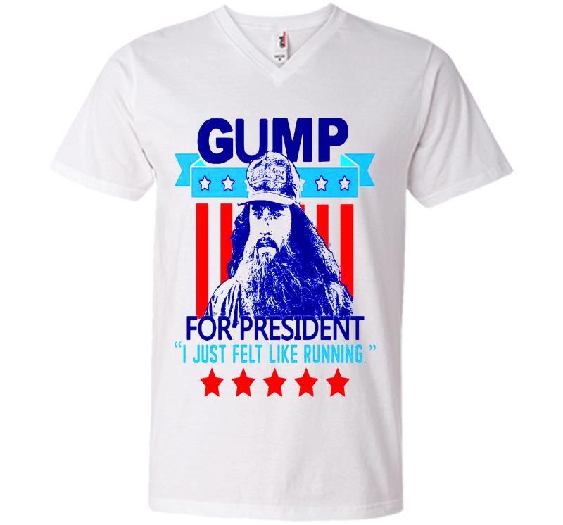 Inktee Store - Forrest Gump For President I Hust Felt Like Running V-Neck T-Shirt Image