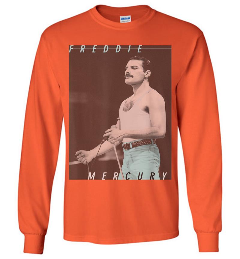 Inktee Store - Freddie Mercury Official Blue Jeans Live Icon Long Sleeve T-Shirt Image